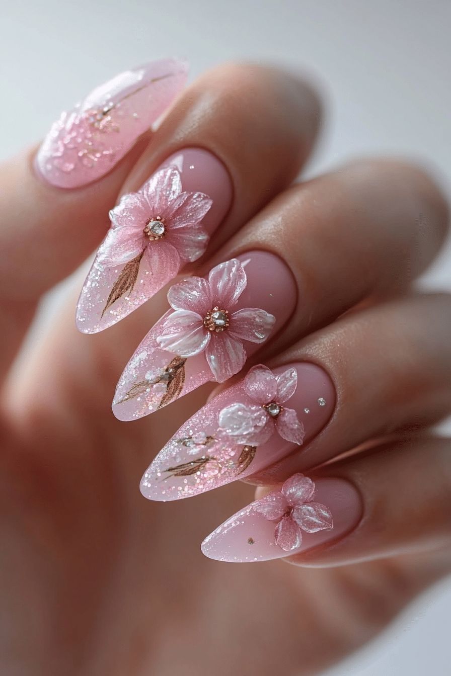 3. 3D Floral Accents (Nail Design Ideas) - Nail Design Ideas