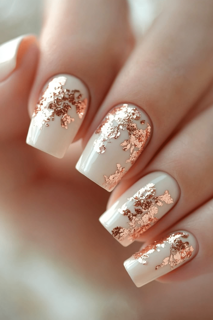 7. Rose Gold Foil Chic (Homecoming Nail Design Ideas) - Homecoming Nail Design Ideas