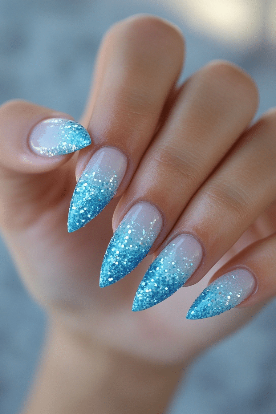 16. Icy Blue Frost Tips (Homecoming Nail Design Ideas) - Homecoming Nail Design Ideas