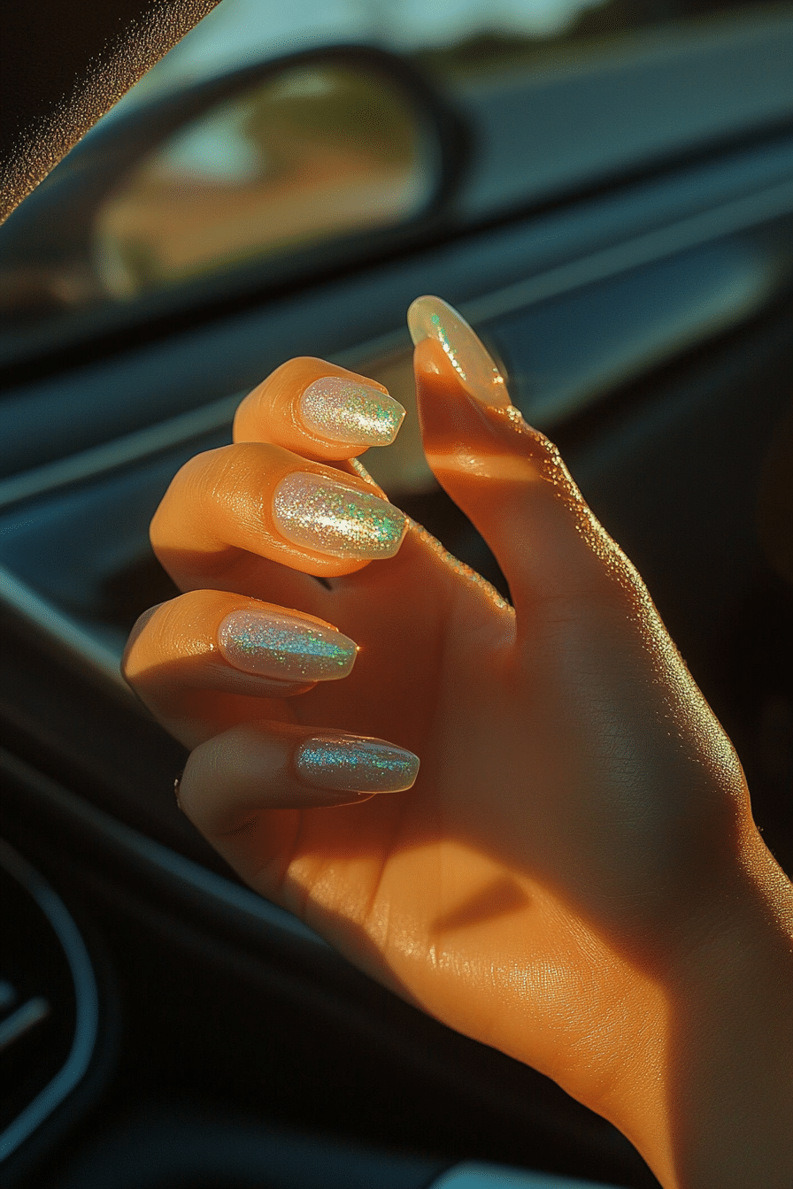 17. Opal-Inspired Shimmer (Homecoming Nail Design Ideas) - Homecoming Nail Design Ideas