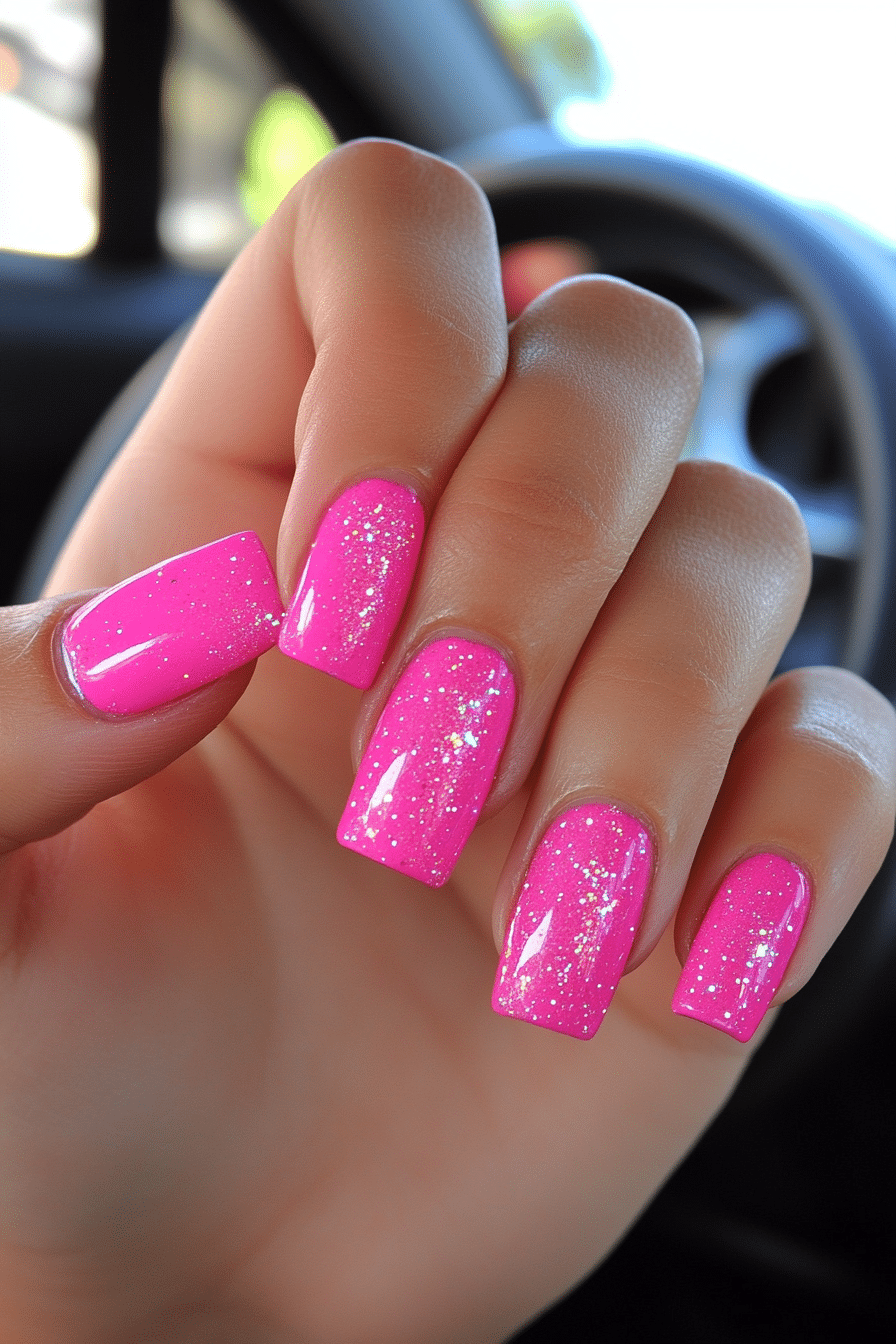 18. Barbie Pink Glam (Homecoming Nail Design Ideas) - Homecoming Nail Design Ideas