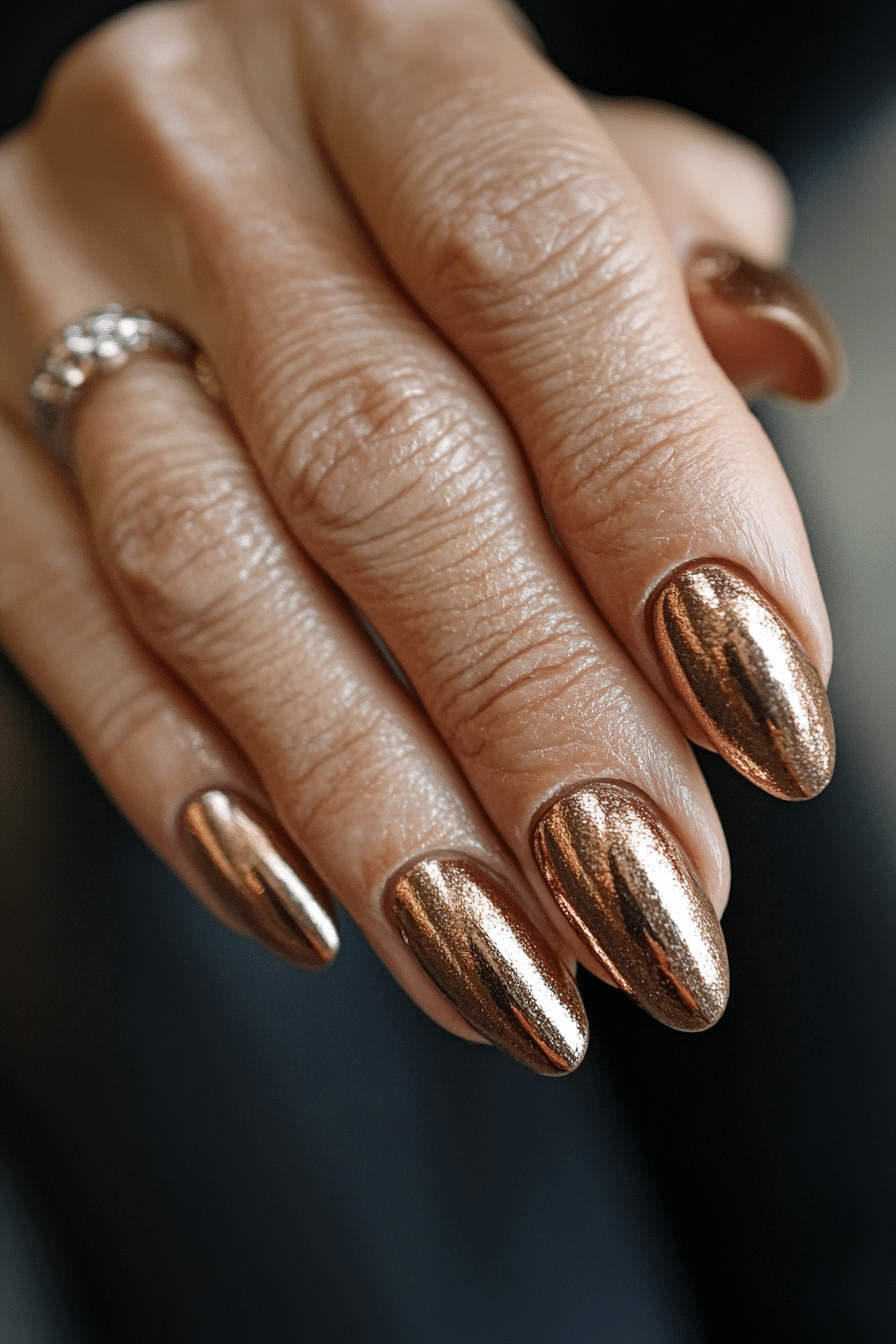 26. Bronze Elegance (Nail Design Ideas For Women Over 70) - Nail Design Ideas For Women Over 70