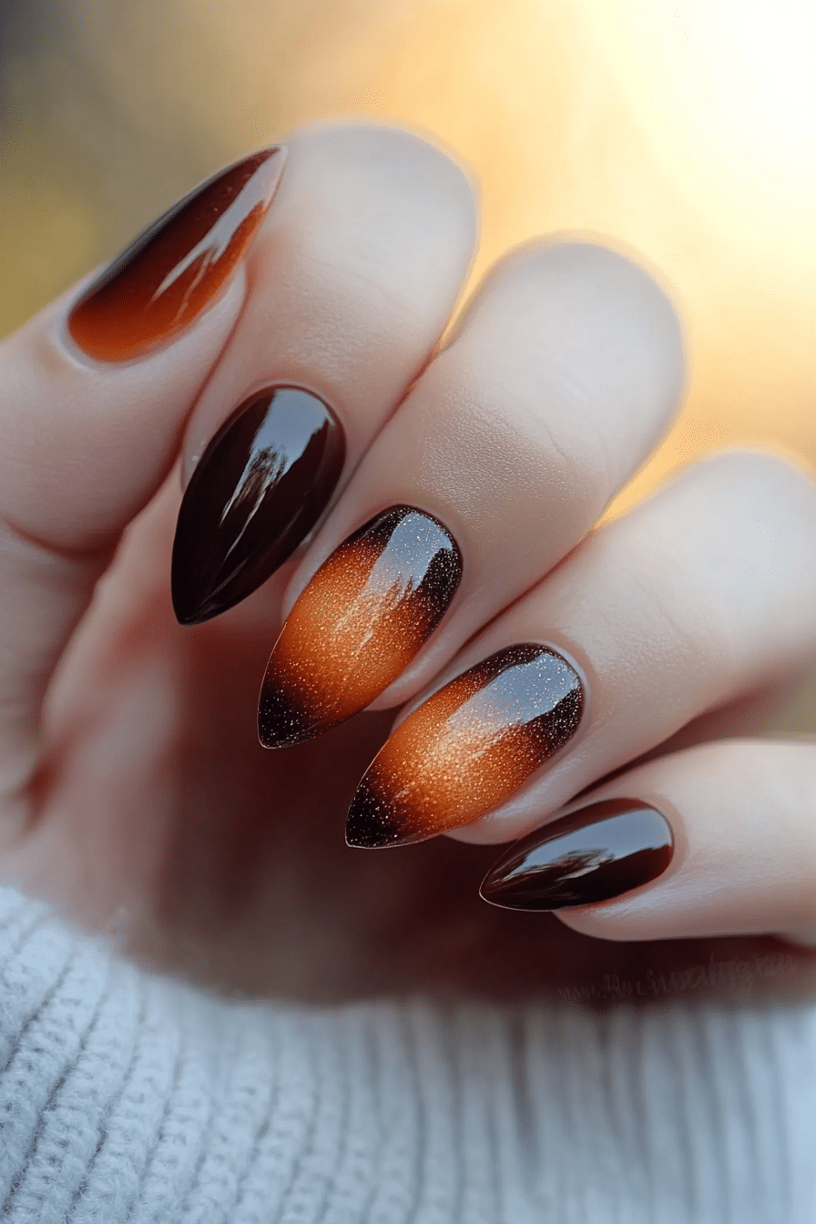 1. Pumpkin Spice Ombré (Fall Nail Design Ideas) - Fall Nail Design Ideas