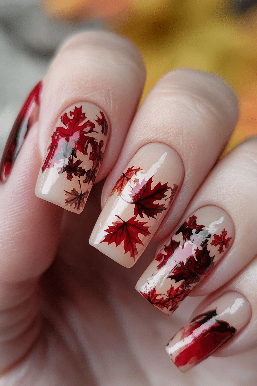 2. Maple Leaf Magic (Fall Nail Design Ideas) - Fall Nail Design Ideas