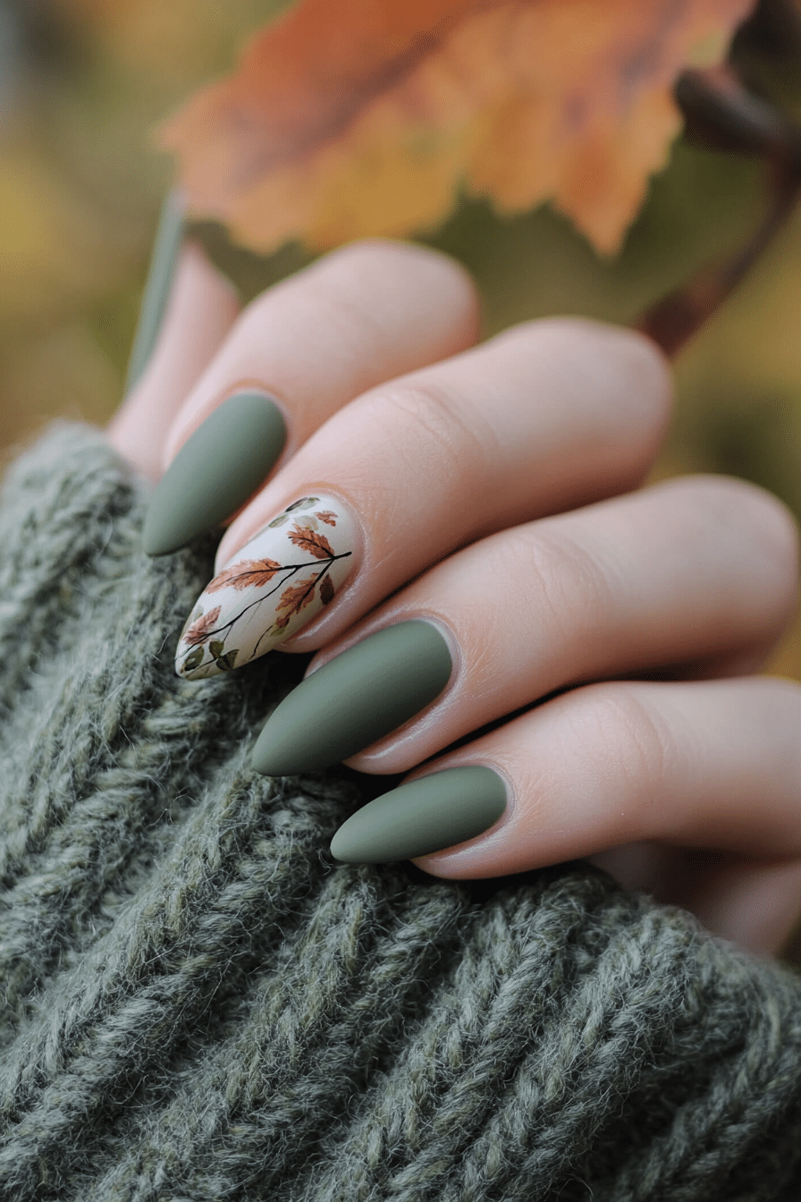 9. Olive Grove Elegance (Fall Nail Design Ideas) - Fall Nail Design Ideas