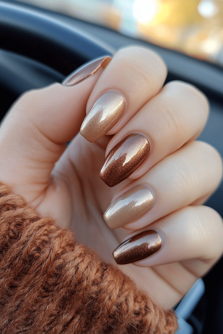 14. Warm Apple Cider Hues (Fall Nail Design Ideas) - Fall Nail Design Ideas