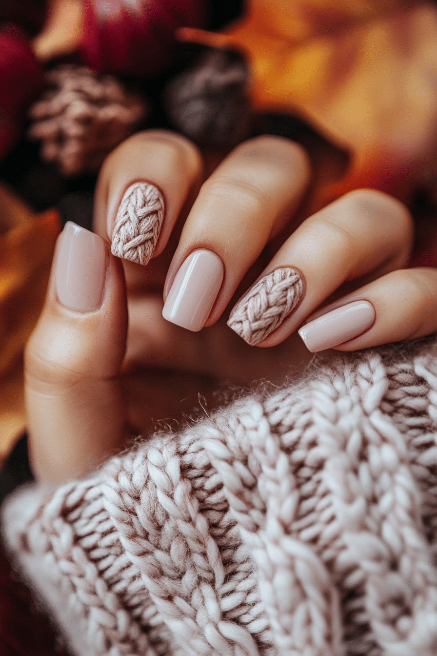 23. Cozy Sweater Knits (Fall Nail Design Ideas) - Fall Nail Design Ideas