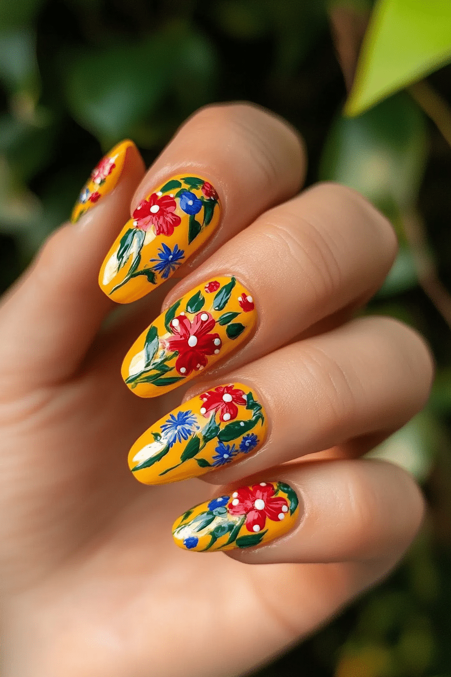 1. Fiesta Florals (Mexico Nail Design Ideas) - Mexico Nail Design Ideas