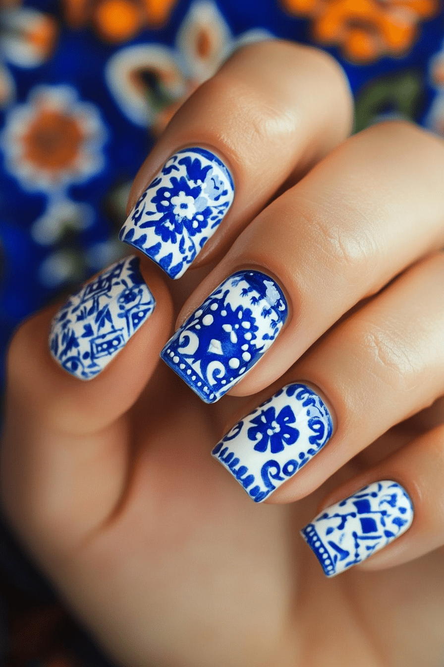 2. Mexican Tile Art (Mexico Nail Design Ideas) - Mexico Nail Design Ideas