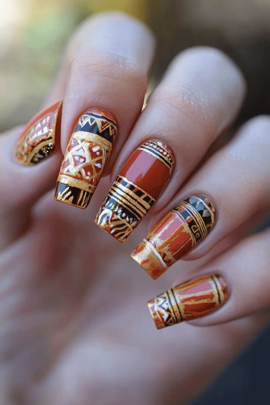 5. Aztec Gold (Mexico Nail Design Ideas) - Mexico Nail Design Ideas