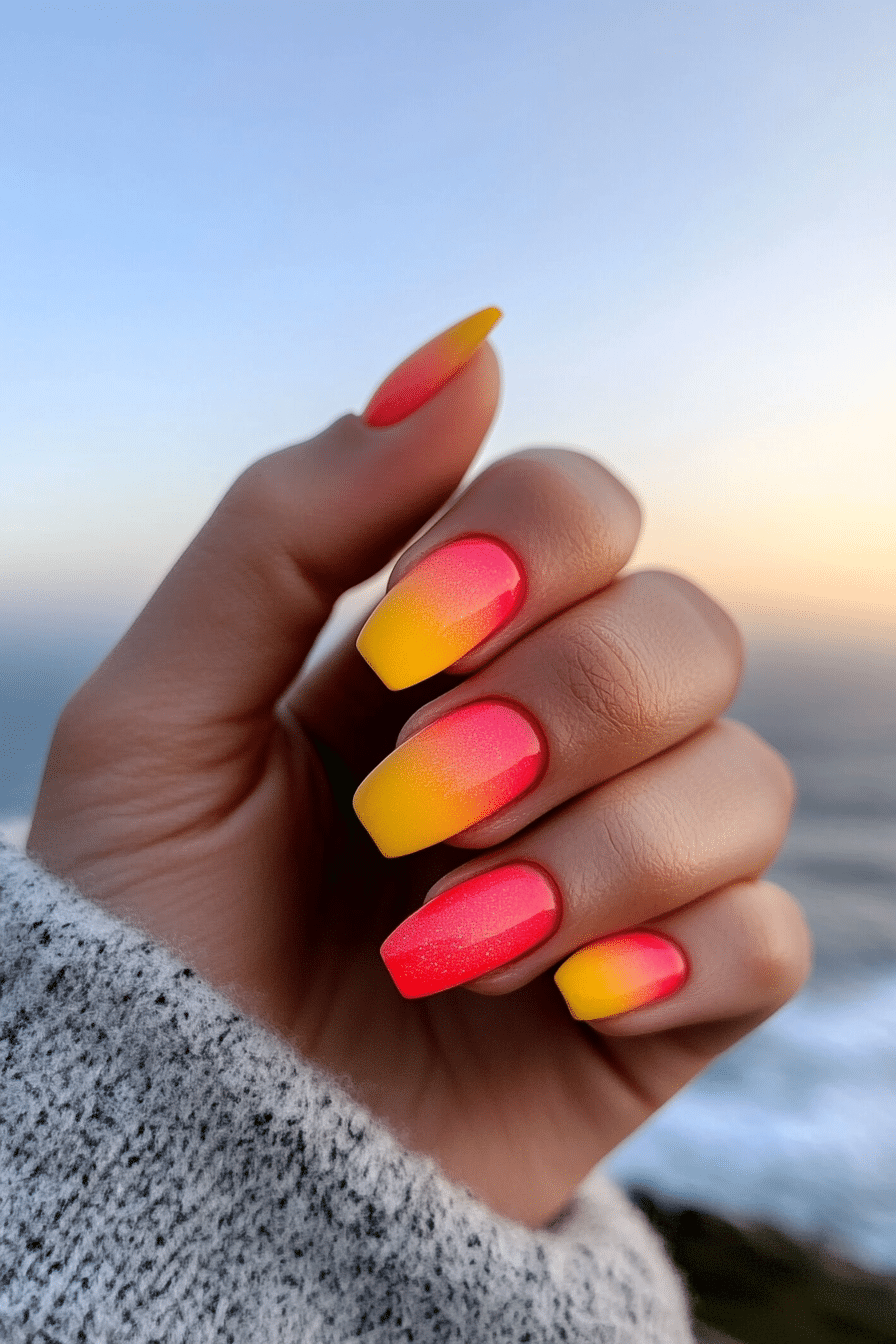 7. Tequila Sunrise Ombre (Mexico Nail Design Ideas) - Mexico Nail Design Ideas
