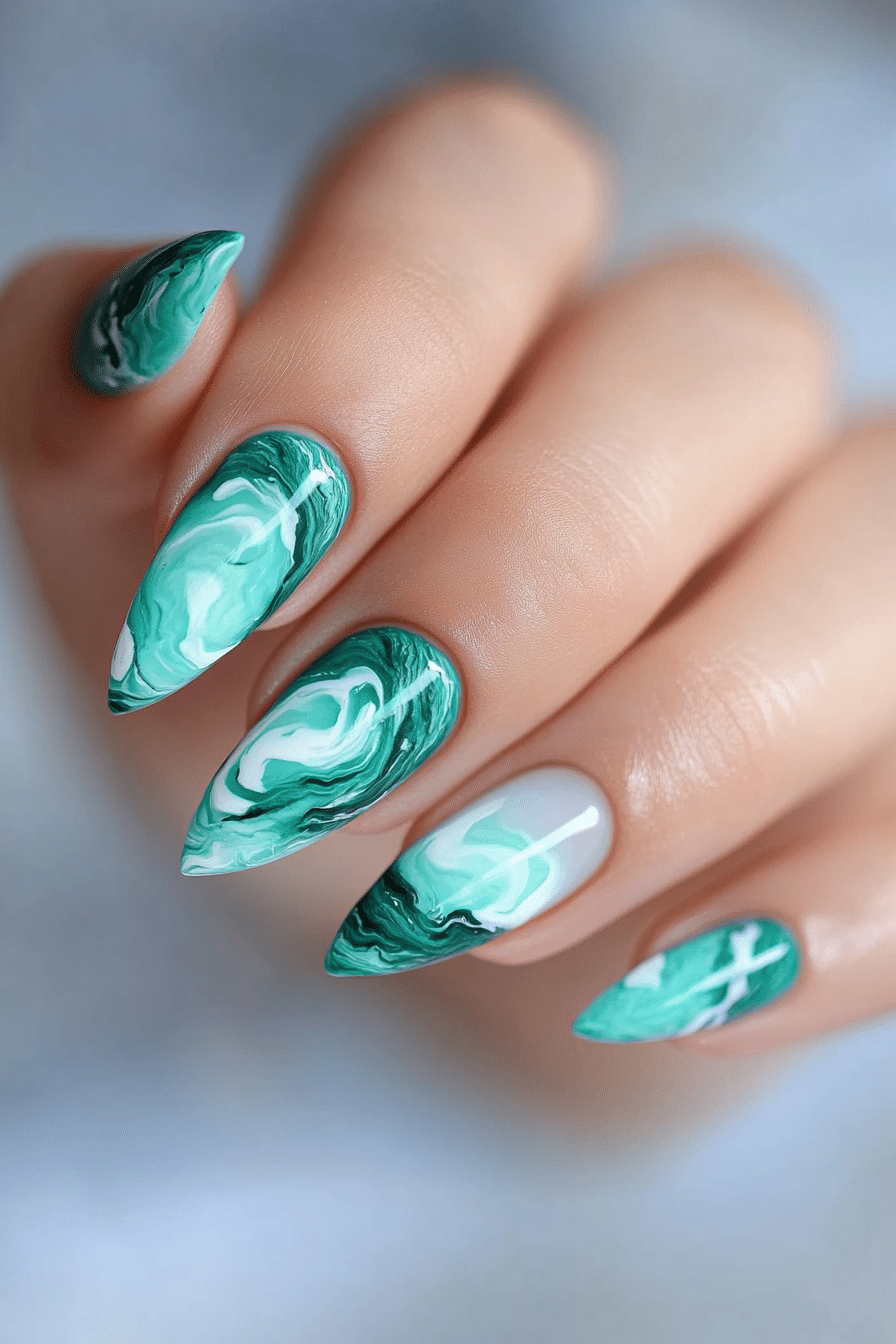 18. Tropical Tulum Waves (Mexico Nail Design Ideas) - Mexico Nail Design Ideas