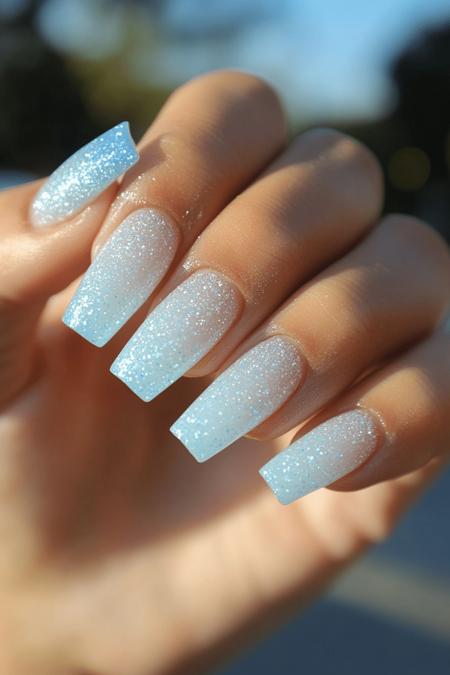 4. Frosted Crystal Ombre (Ice Nail Design Ideas) - Ice Nail Design Ideas