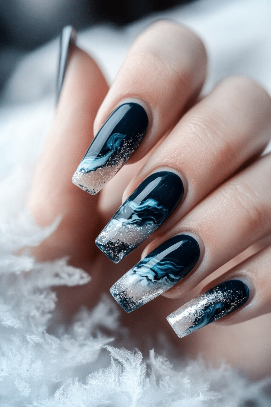 7. Arctic Ocean Swirls (Ice Nail Design Ideas) - Ice Nail Design Ideas