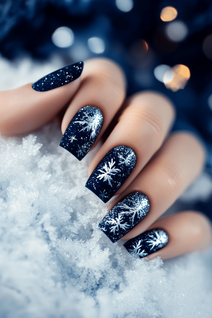 14. Midnight Frost Magic (Ice Nail Design Ideas) - Ice Nail Design Ideas