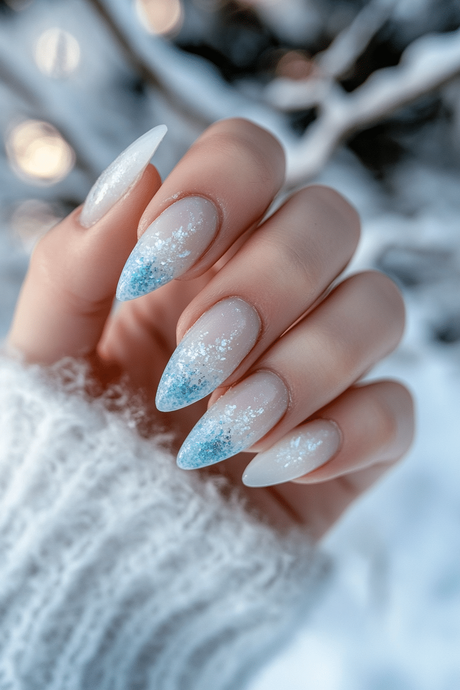 18. Crisp Alpine Shimmer (Ice Nail Design Ideas) - Ice Nail Design Ideas