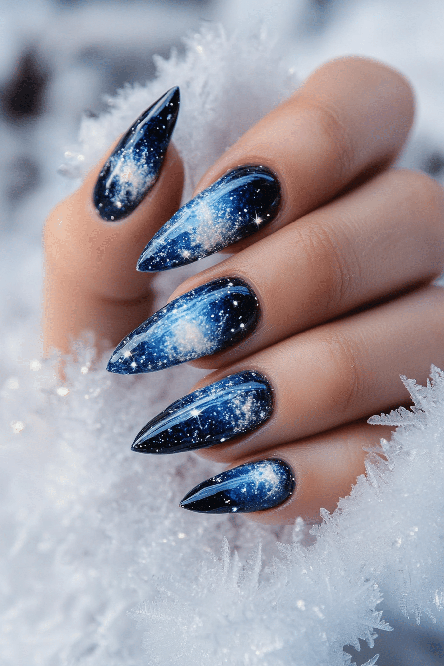 22. Frostbite Galaxy (Ice Nail Design Ideas) - Ice Nail Design Ideas