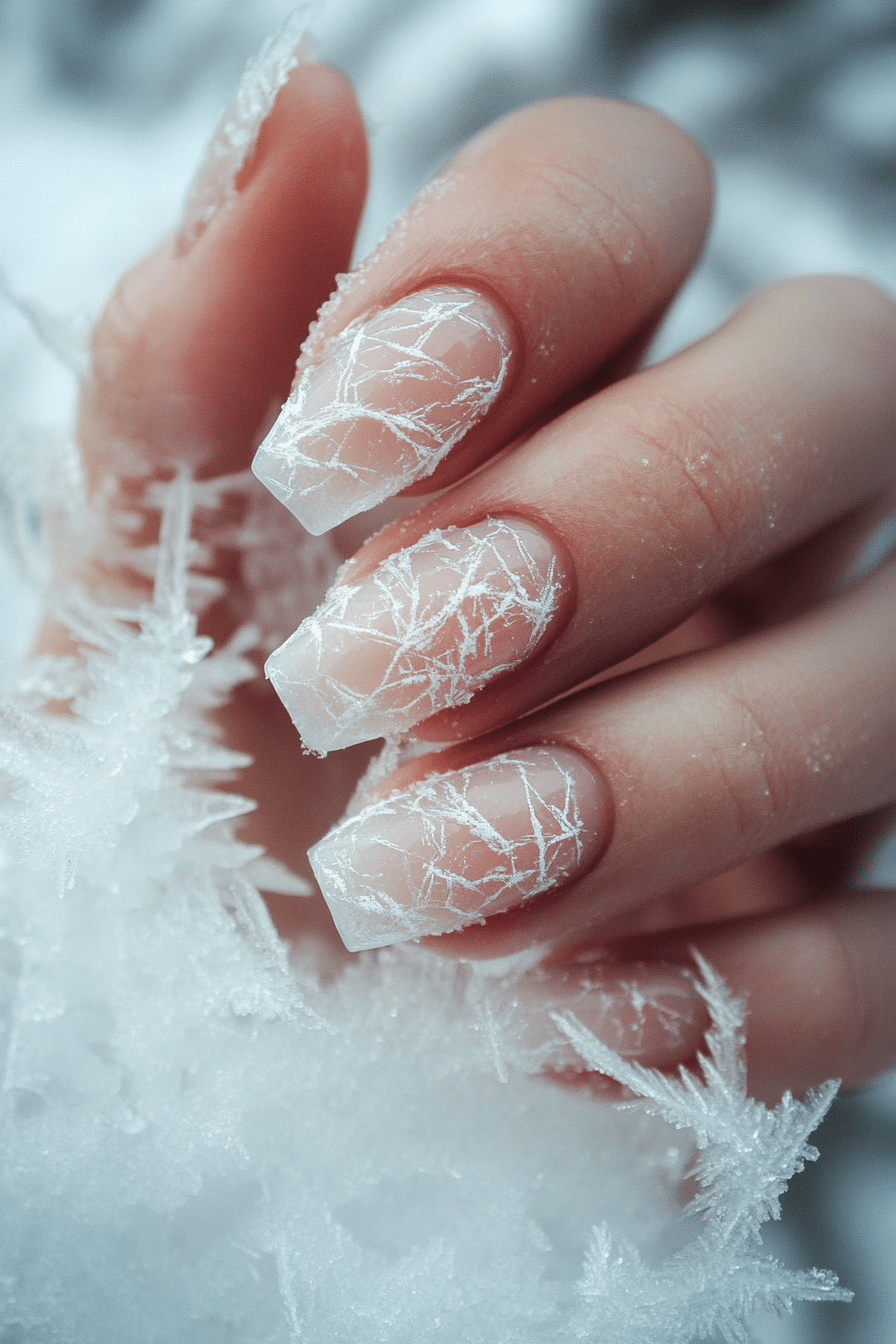 24. White Ice Webbing (Ice Nail Design Ideas) - Ice Nail Design Ideas