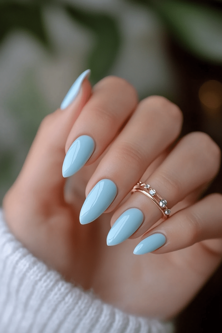 3. Sky Blue Minimalist (Simple Nail Design Ideas) - Simple Nail Design Ideas