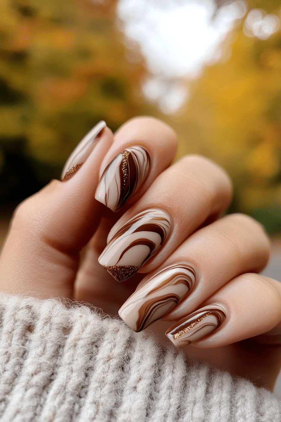 7. Chocolate Swirls (Simple Nail Design Ideas) - Simple Nail Design Ideas