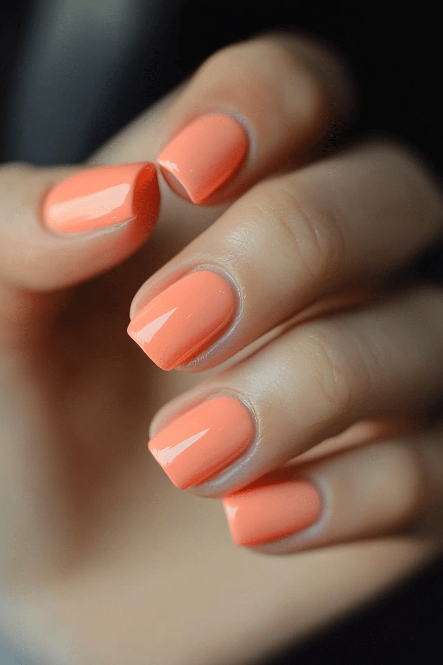 10. Soft Coral Shine (Simple Nail Design Ideas) - Simple Nail Design Ideas
