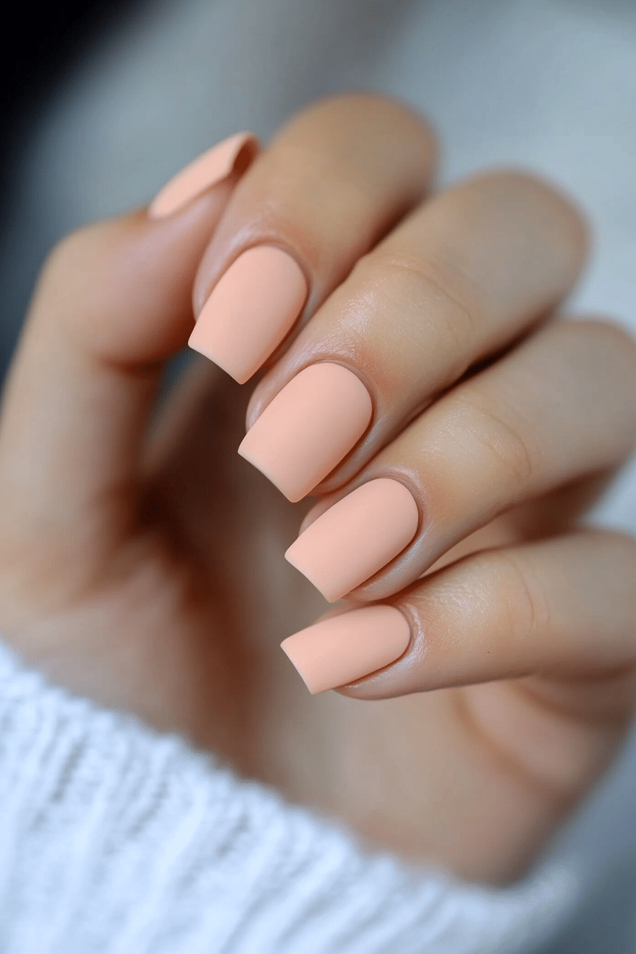 15. Soft Peach Matte (Simple Nail Design Ideas) - Simple Nail Design Ideas