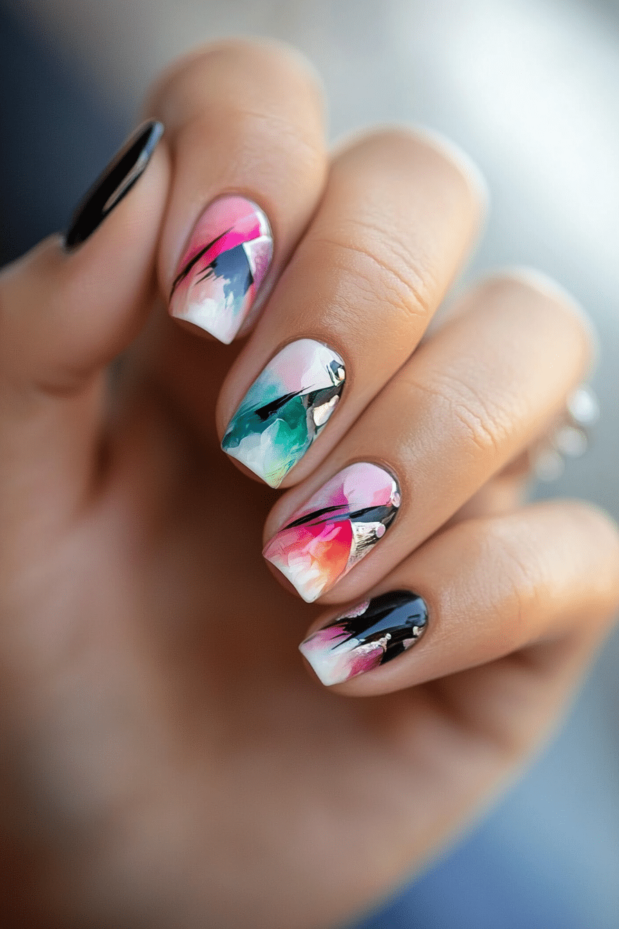 19. Watercolor Strokes (Simple Nail Design Ideas) - Simple Nail Design Ideas