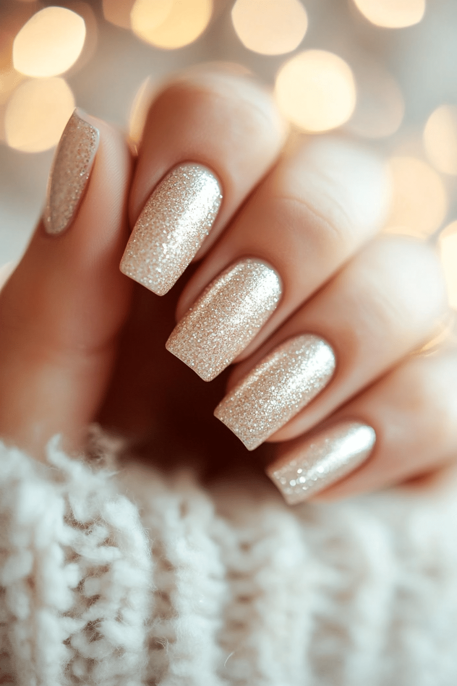 21. Shimmery Champagne Glow (Simple Nail Design Ideas) - Simple Nail Design Ideas