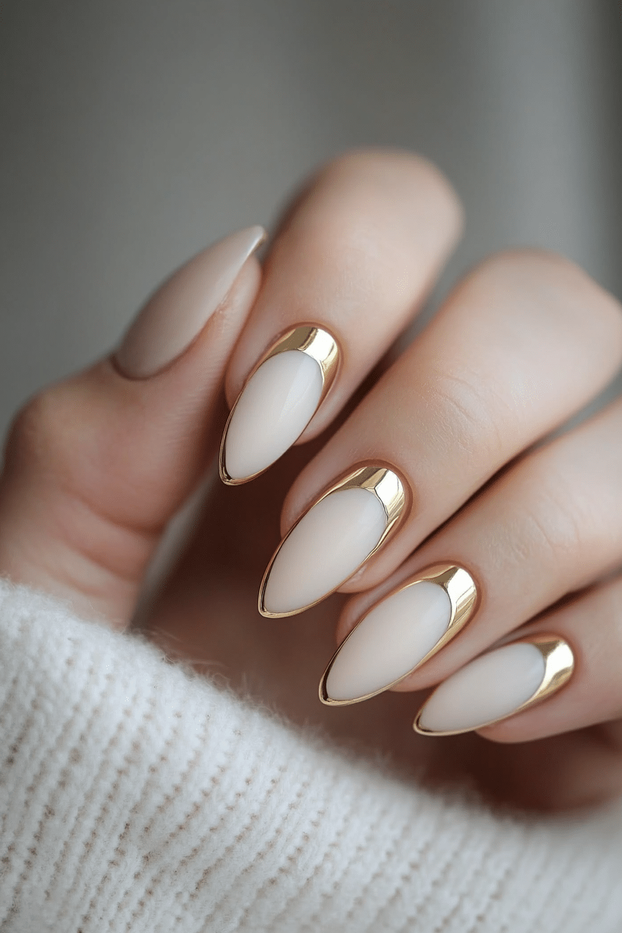 24. Golden Half Moons (Simple Nail Design Ideas) - Simple Nail Design Ideas