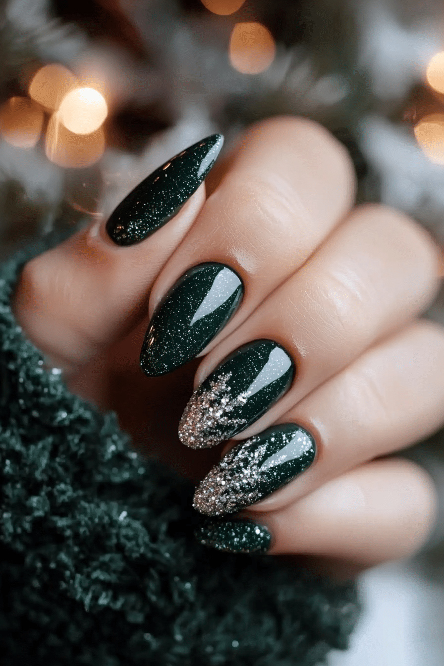 2. Frosted Evergreen Elegance (Christmas Dip Nail Design Ideas) - Christmas Dip Nail Design Ideas
