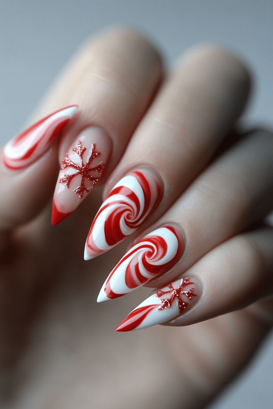 10. Peppermint Swirl Magic (Christmas Dip Nail Design Ideas) - Christmas Dip Nail Design Ideas