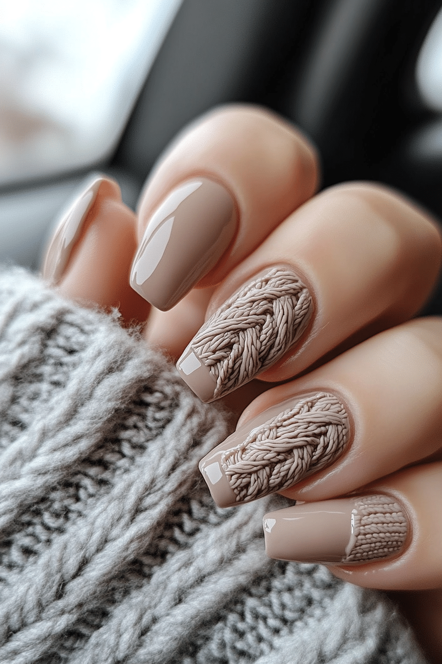 12. Cozy Sweater Knit (Christmas Dip Nail Design Ideas) - Christmas Dip Nail Design Ideas