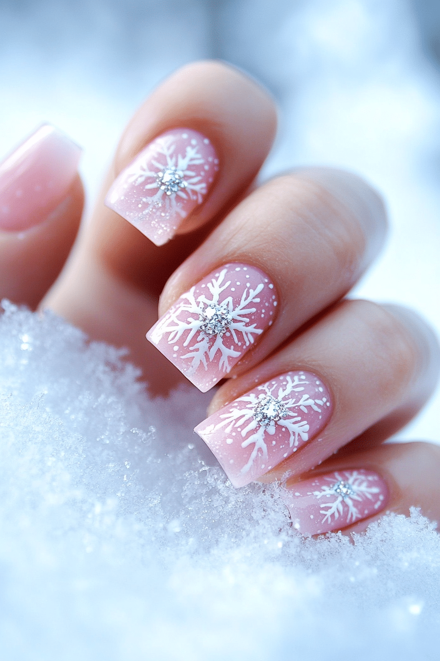 19. Frostbitten Rose (Christmas Dip Nail Design Ideas) - Christmas Dip Nail Design Ideas