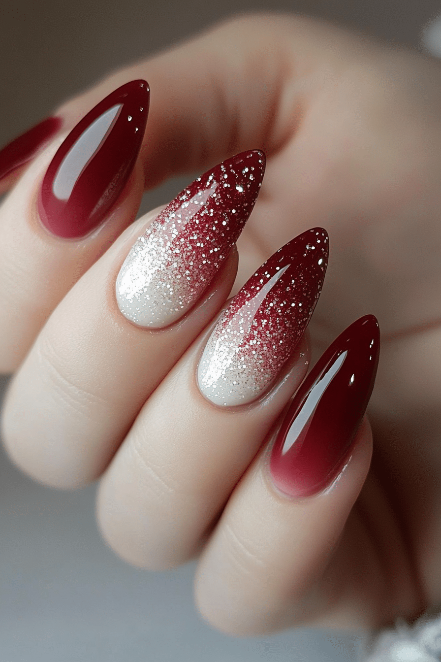 24. Frosted Cranberry Bliss (Christmas Dip Nail Design Ideas) - Christmas Dip Nail Design Ideas