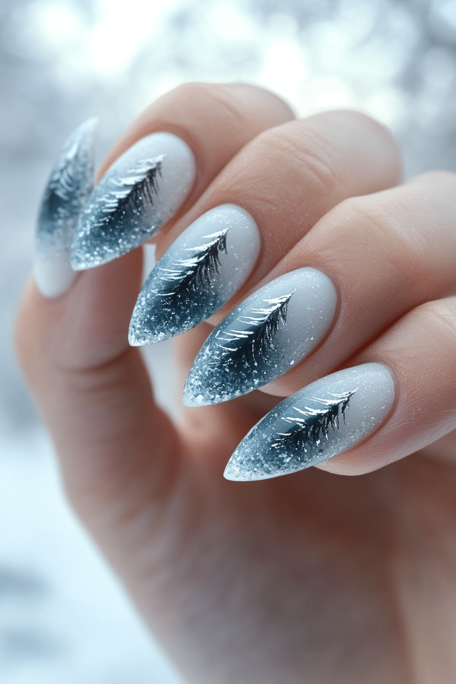 26. Winter Wonderland Gradient (Christmas Dip Nail Design Ideas) - Christmas Dip Nail Design Ideas