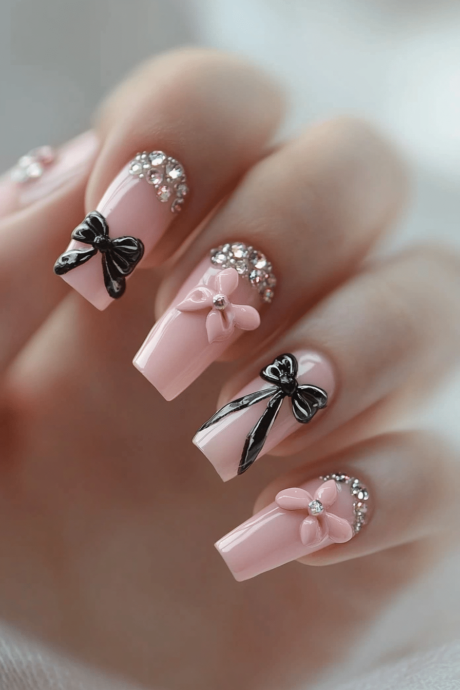 14. Bows Galore (Cute Nail Design Ideas) - Cute Nail Design Ideas
