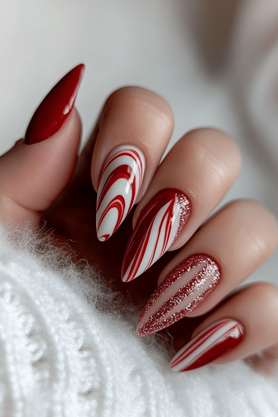 1. Classic Candy Cane Stripes (Christmas Nail Design Ideas) - Christmas Nail Design Ideas