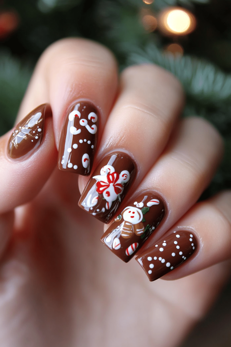 5. Gingerbread Delight (Christmas Nail Design Ideas) - Christmas Nail Design Ideas
