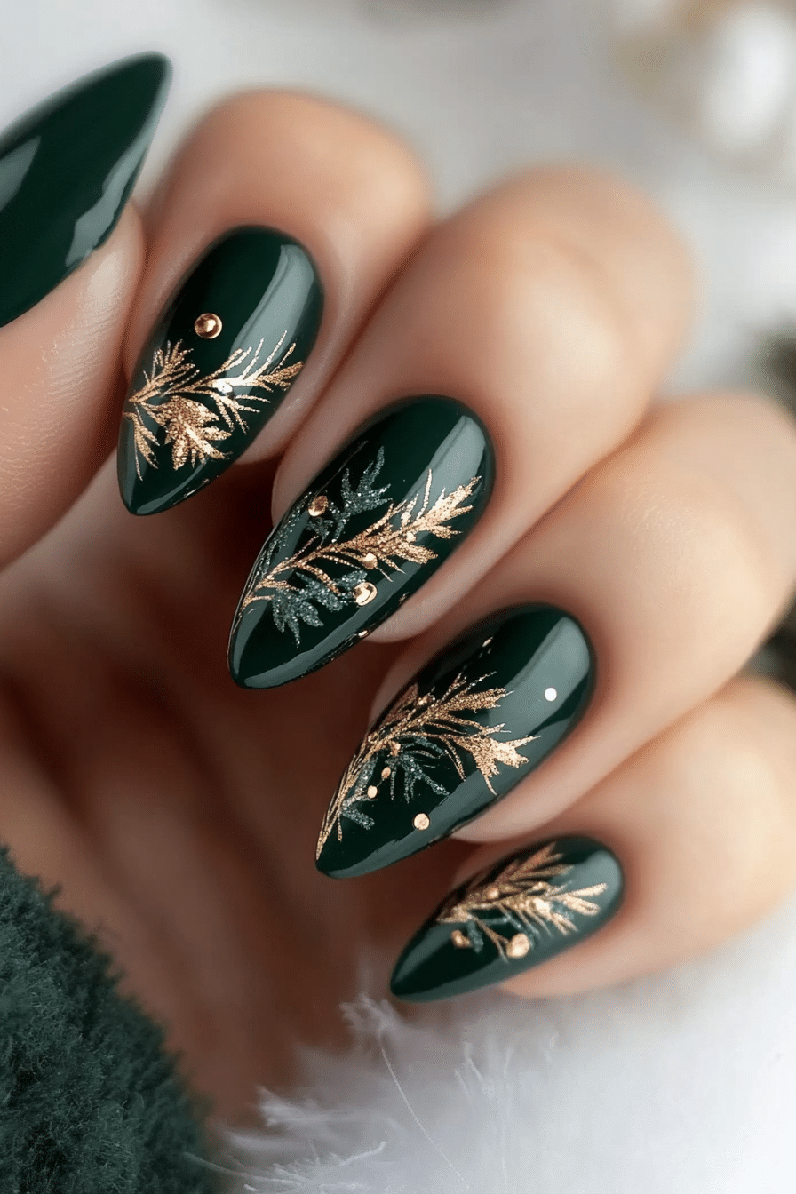 6. Evergreen Elegance (Christmas Nail Design Ideas) - Christmas Nail Design Ideas