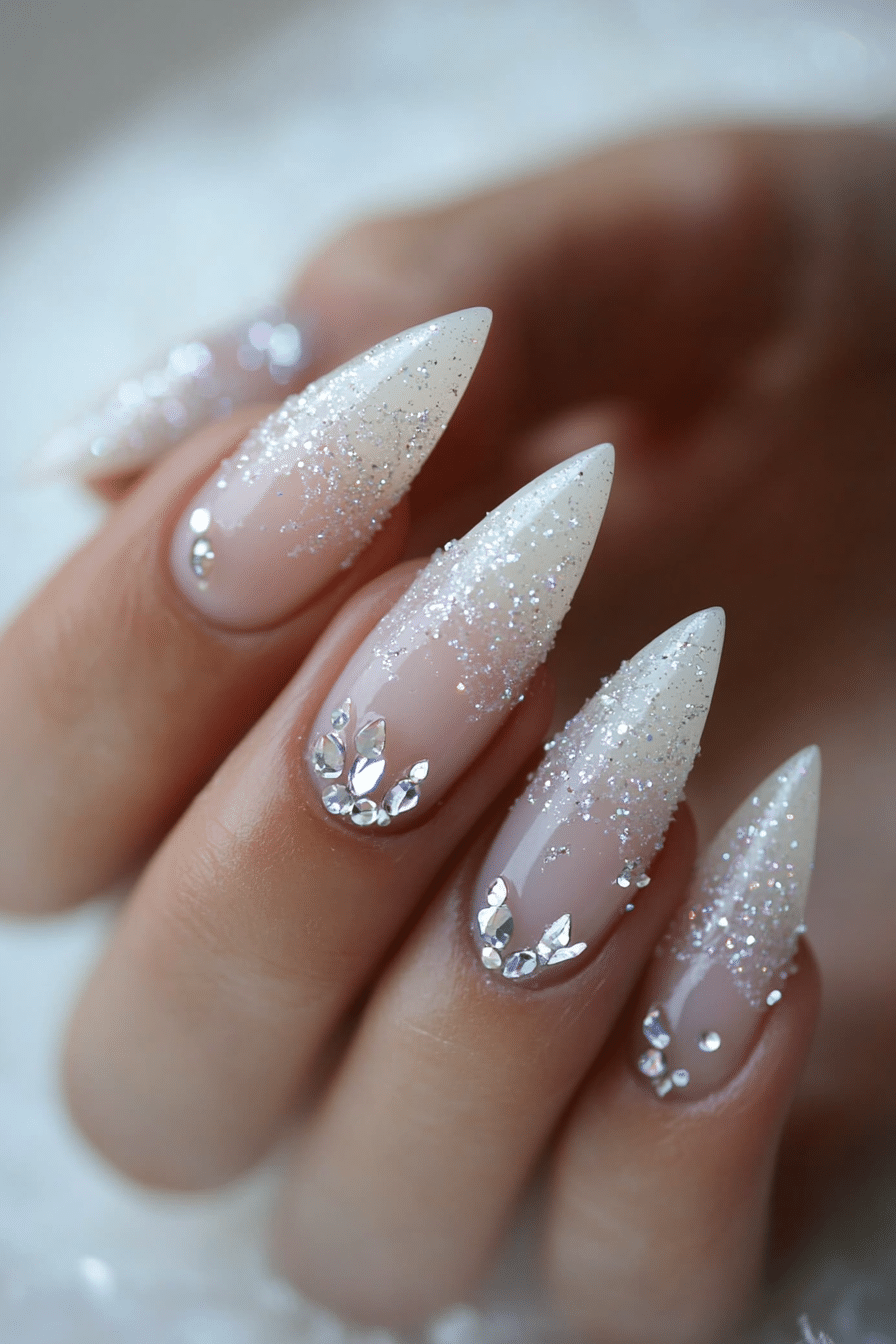 22. Crystal Ice Tips (Christmas Nail Design Ideas) - Christmas Nail Design Ideas