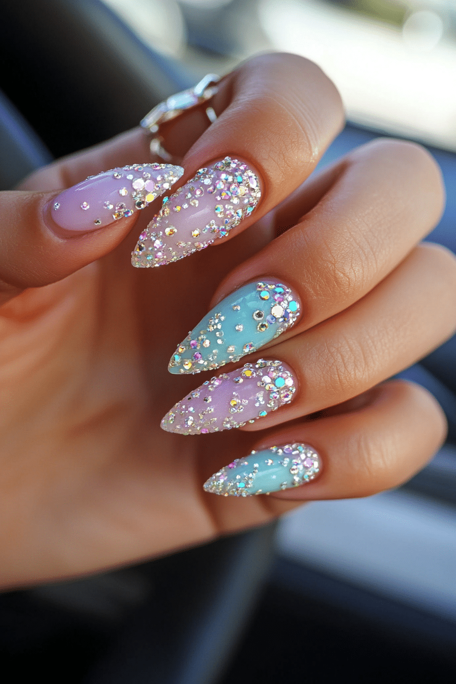 16. Pastel Fairy Dust (Nail Design Ideas With Gems) - Nail Design Ideas With Gems