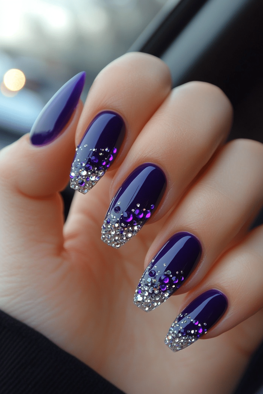 20. Periwinkle Twilight Charm (Nail Design Ideas With Gems) - Nail Design Ideas With Gems