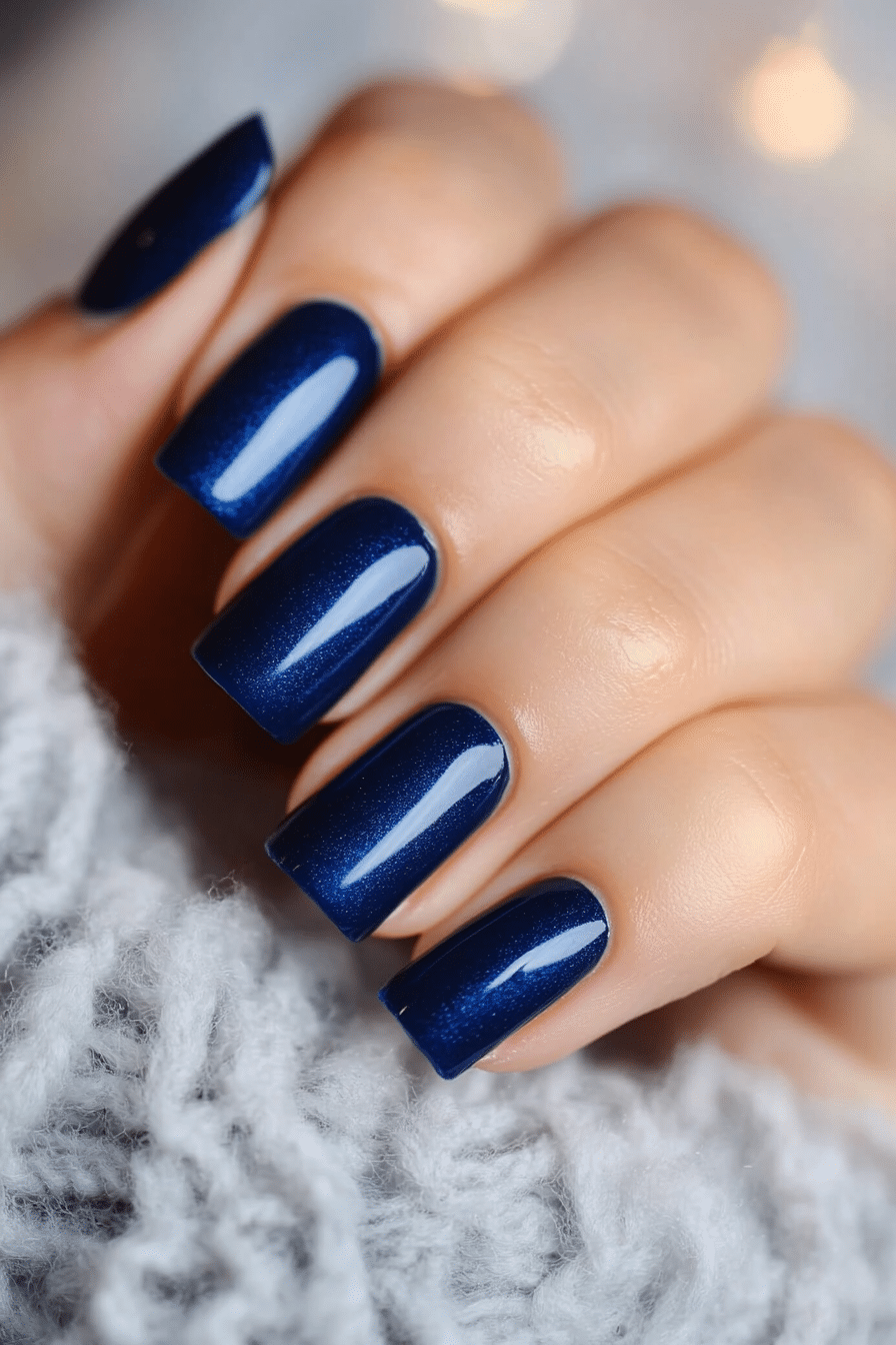 4. Glossy Sapphire (One Color Nail Design Ideas) - One Color Nail Design Ideas