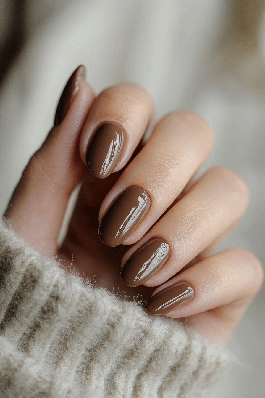 6. Cocoa Brown Charm (One Color Nail Design Ideas) - One Color Nail Design Ideas