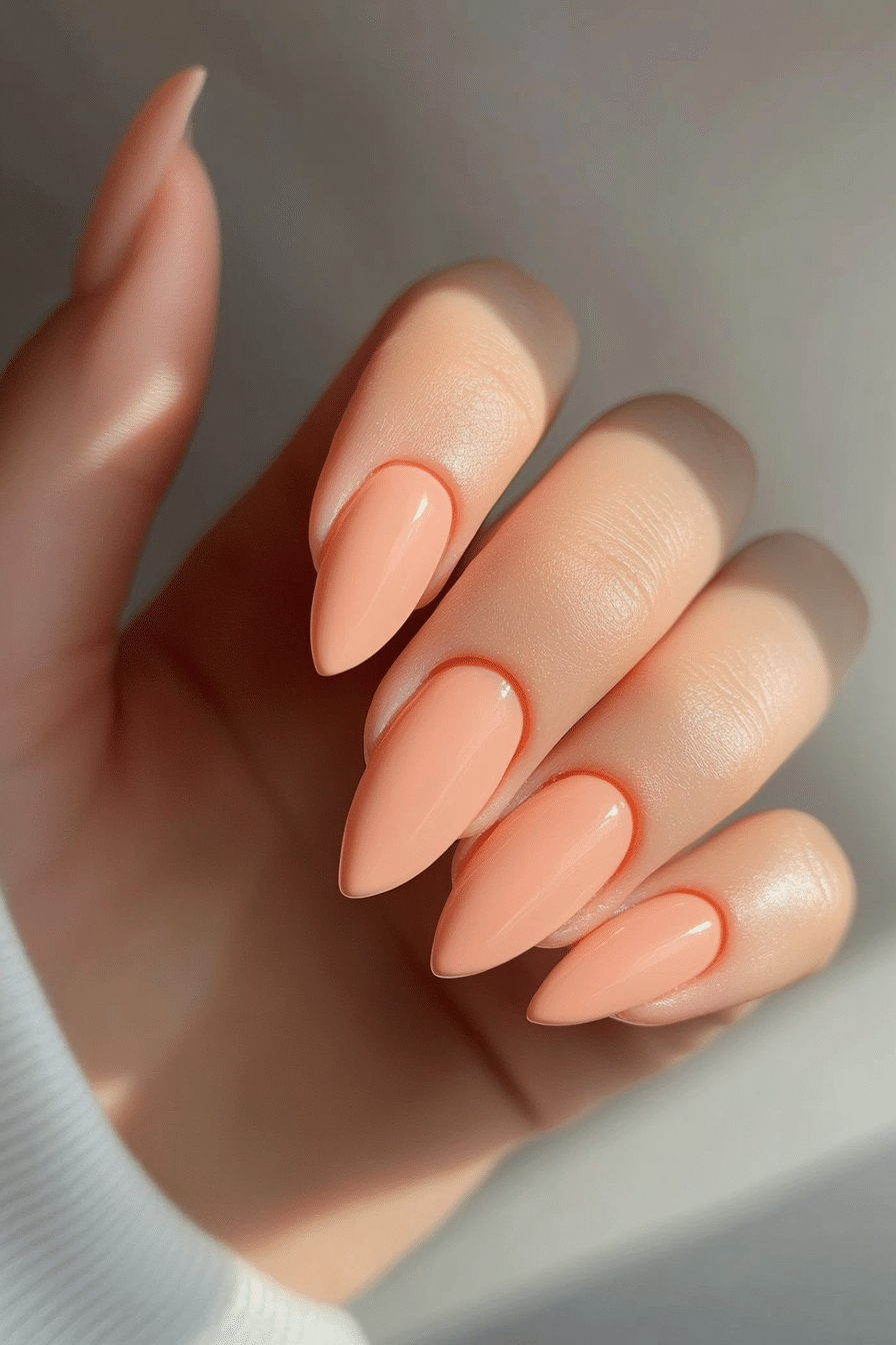 8. Muted Coral Elegance (One Color Nail Design Ideas) - One Color Nail Design Ideas