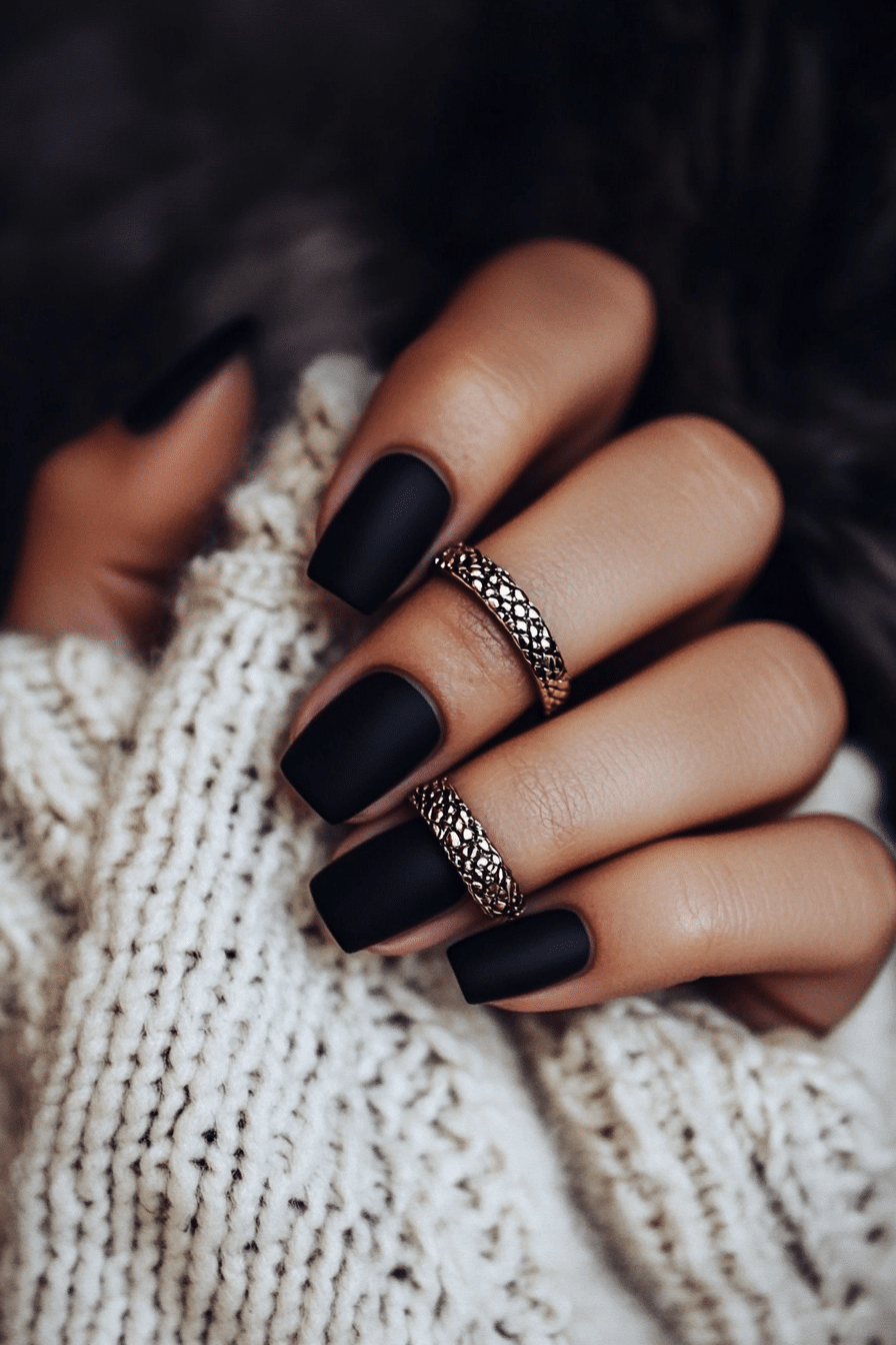 9. Jet Black Classic (One Color Nail Design Ideas) - One Color Nail Design Ideas