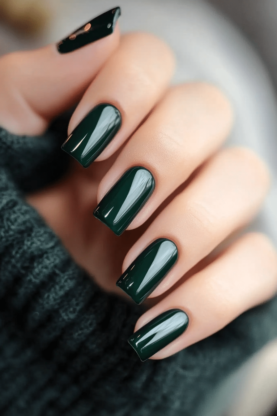 11. Emerald Green Luxury (One Color Nail Design Ideas) - One Color Nail Design Ideas