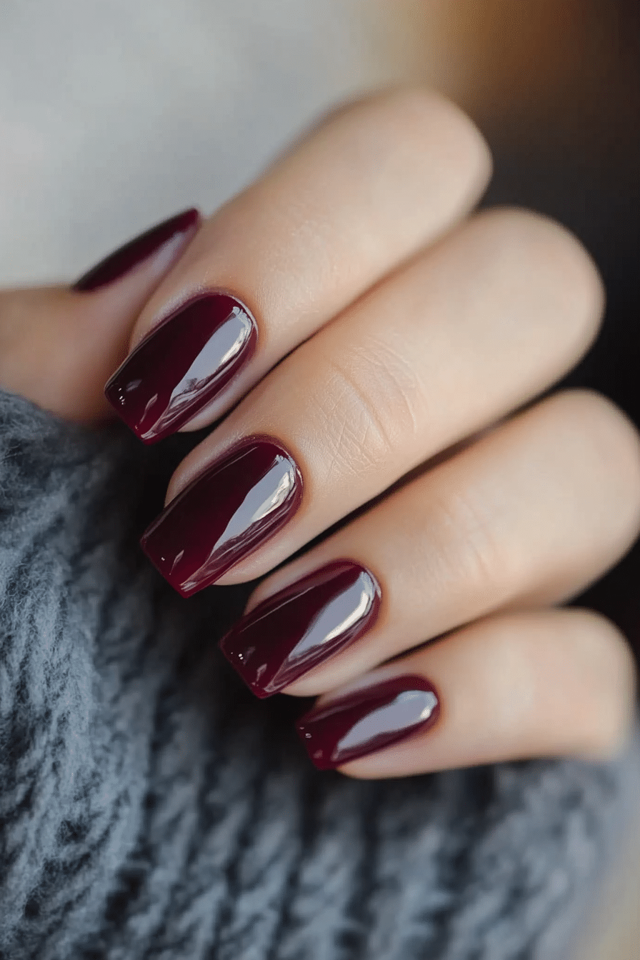 13. Deep Plum Sensation (One Color Nail Design Ideas) - One Color Nail Design Ideas