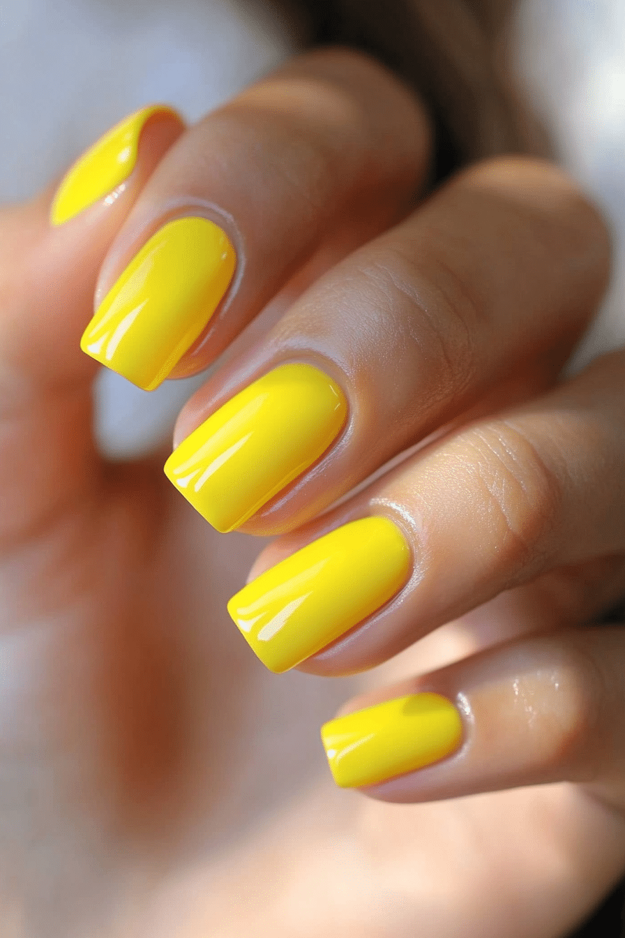 15. Sunflower Yellow Pop (One Color Nail Design Ideas) - One Color Nail Design Ideas