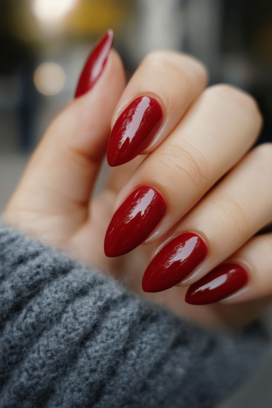 16. Cherry Red Elegance (One Color Nail Design Ideas) - One Color Nail Design Ideas